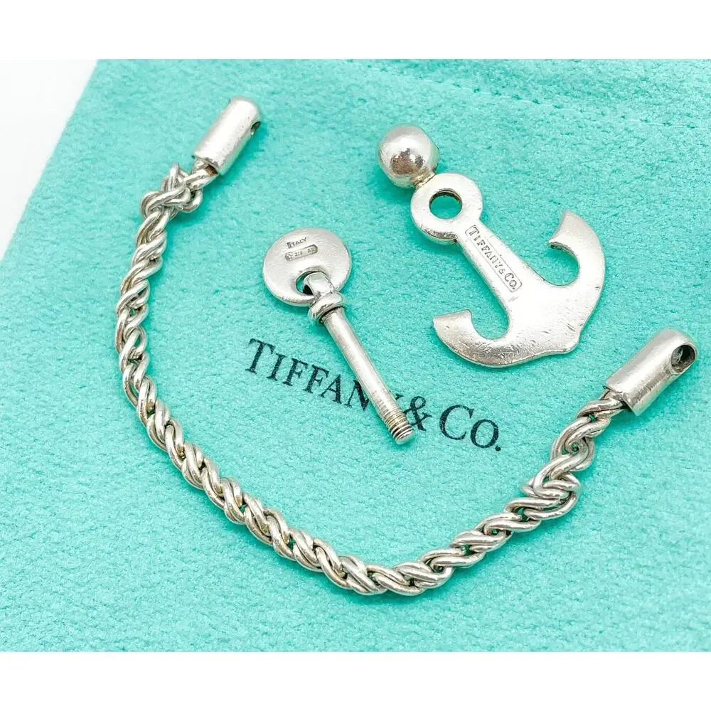 Tiffany & Co. Anchor Keychain Key Ring Sterling Silver Keyring